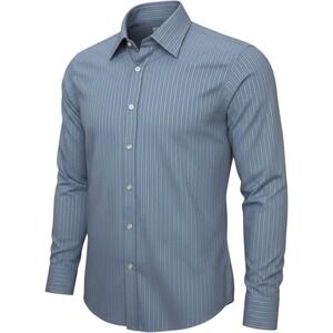 Hennessey Mens Blue‎ Pinstripe Long Sleeve Button Down Dress Shirt 16 34/35